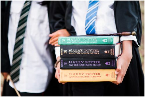 Fun Family Portraits kids holding Harry Potter books
