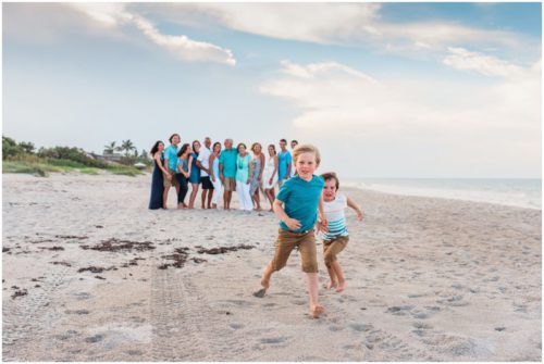 kids running with family in background