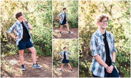 Child in blue on path during Gleason Park Family Portraits