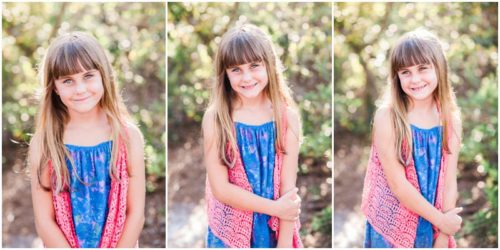 Girl in pink and blue during Gleason Park Family Portraits