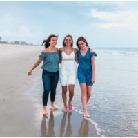 Just the girls on the beach during family beach vacation portraits in Melbourne Beach Florida