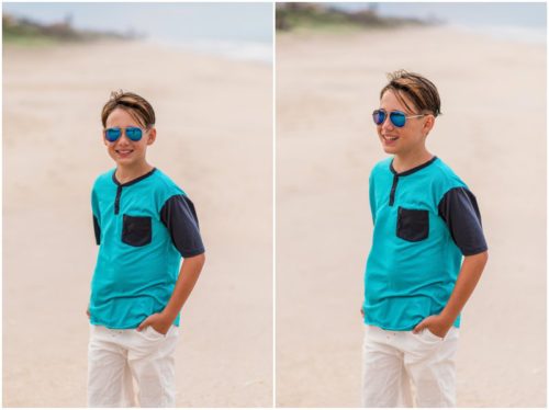 Boy in blue with sunglasses on
