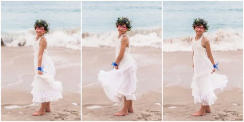 flower girl during gorgeous melbourne beach wedding