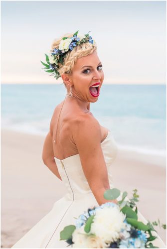 bridal portrait on beach during gorgeous melbourne beach wedding