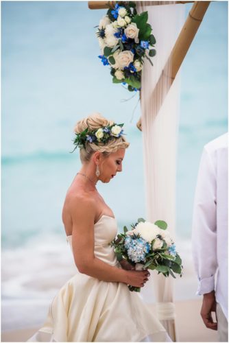 bride with ocean in background during gorgeous Melbourne Beach wedding
