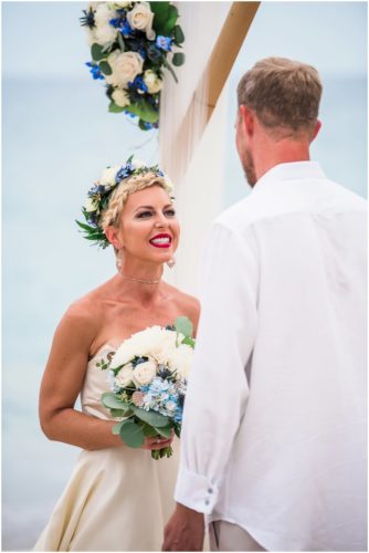 bride saying vows during gorgeous Melbourne Beach wedding