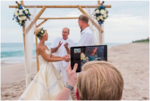 face timing during gorgeous melbourne beach wedding