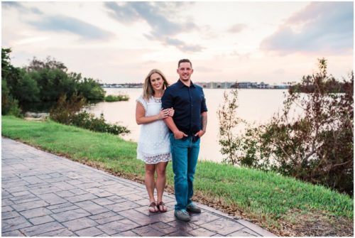 Couple during sunset during Vero Beach engagemen