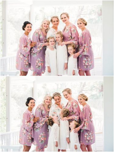 Bridemaids in robes at Up the Creek Farms Wedding