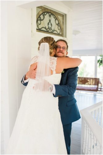 First look with dad at Up the Creek Farms Wedding