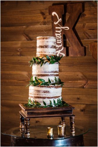 Naked Wedding cake at Up the Creek Farms Wedding
