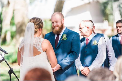Groom looking at bride at Up the Creek Farms Wedding