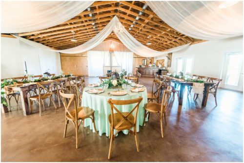 Ceremony location under the oak trees at Up the Creek Farms Wedding