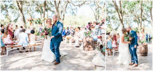Walking down isle at Up the Creek Farms Wedding