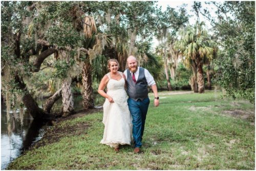 Bride and groom by the point at Up the Creek Farms Wedding
