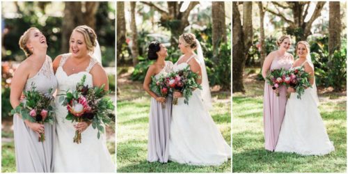 Bride with each bridesmaid at Up the Creek Farms Wedding