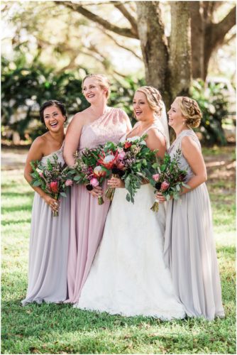 Bridesmaids laughing at Up the Creek Farms Wedding