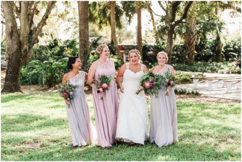 Bridesmaids walking at Up the Creek Farms Wedding
