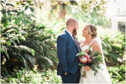 Bride and groom glowing at Up the Creek Farms Wedding