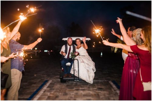 Sparkler exit at Up the Creek Farms Wedding