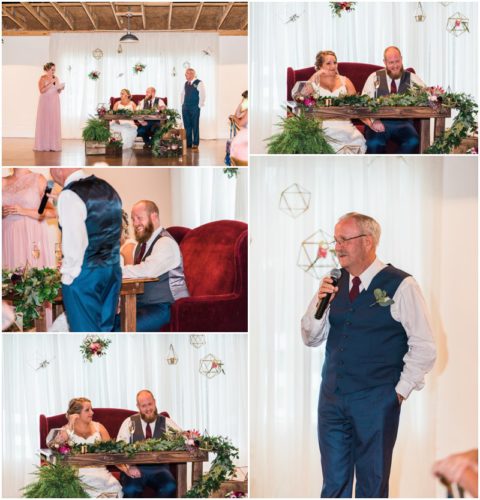 Best man giving speech at Up the Creek Farms Wedding