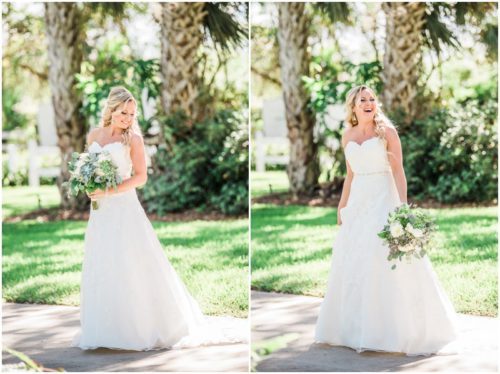 Bride walking in wedding gown during a beautiful Up the Creek Farms Wedding
