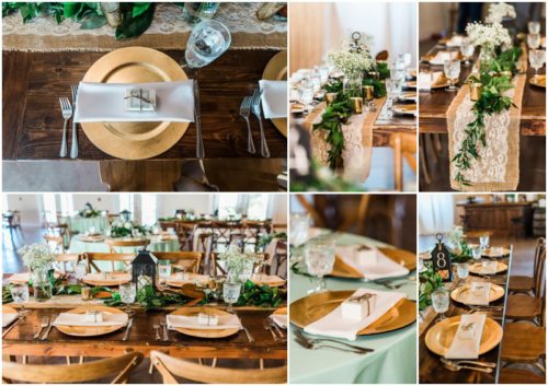 mint and gold details during a beautiful Up the Creek Farms Wedding