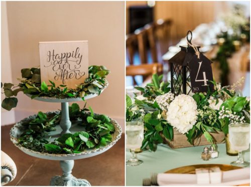 table centerpieces during a beautiful Up the Creek Farms Wedding
