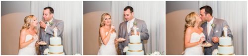 cake cutting during beautiful Up the Creek Farms Wedding