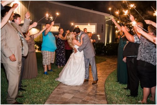 Sparkler exit during beautiful Up the Creek Farms Wedding