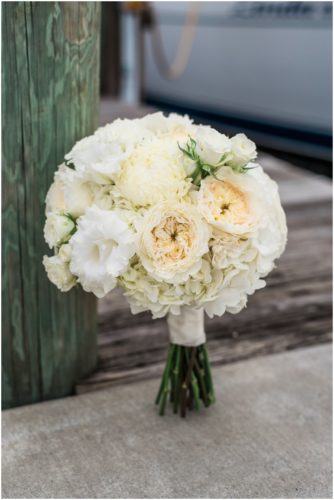 White Bridal bouquet Eau Gallie Yacht Club Wedding