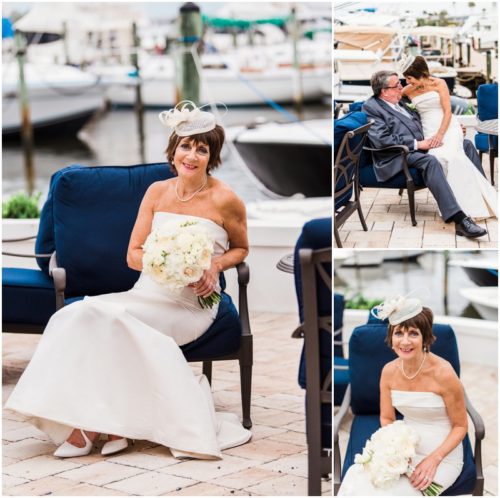 Bride outside by boats Eau Gallie Yacht Club Wedding