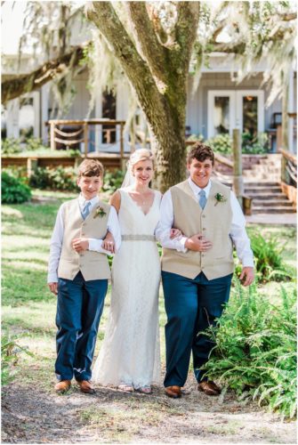 Walking to first look during a Up the Creek Farms Wedding
