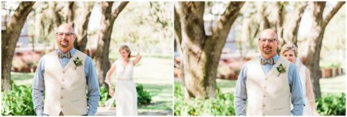 First look during a Up the Creek Farms Wedding