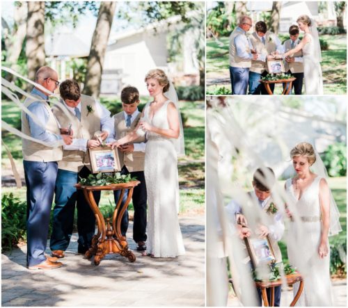 Sand ceremony during a Up the Creek Farms Wedding