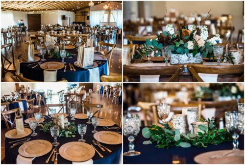 Place settings during a Up the Creek Farms Wedding