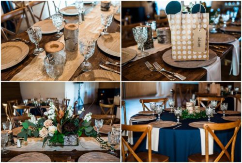Place settings during a Up the Creek Farms Wedding