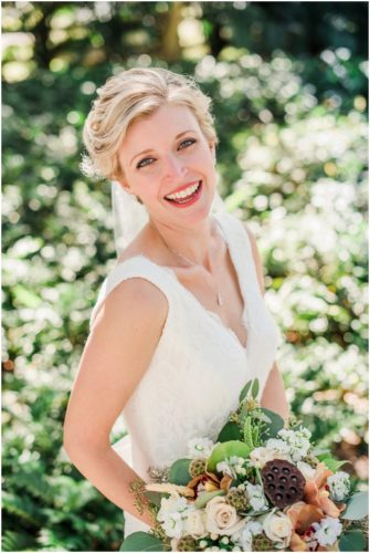 Bride laughing during a Up the Creek Farms Wedding
