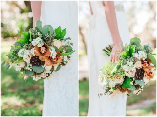 Warm wintery bouquet by violetes in bloom during a Up the Creek Farms Wedding