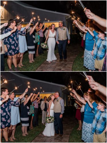 sparkler exit during a Up the Creek Farms Wedding