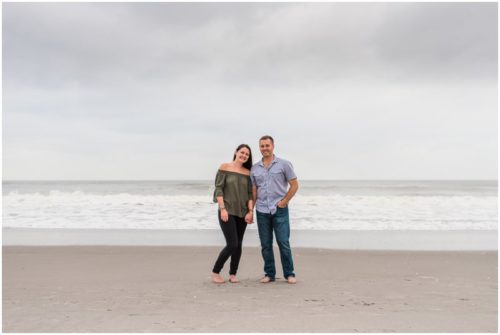 Couple together on beach during Cocoa Beach Proposal