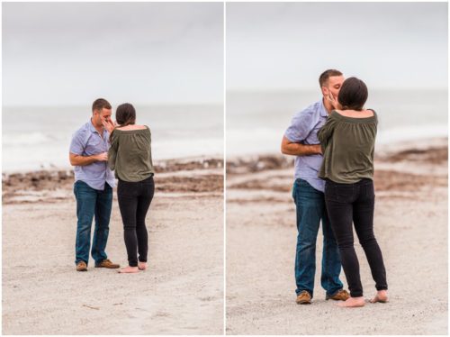 Hugging and kissing during Cocoa Beach Proposal