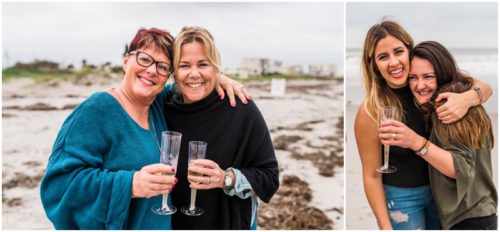 Family hugging at Cocoa Beach engagement