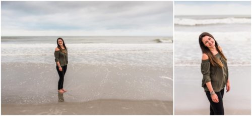 Couple laughing by ocean at Cocoa Beach Proposal