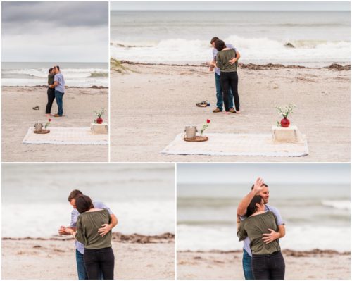 Hugging during Cocoa Beach Proposal