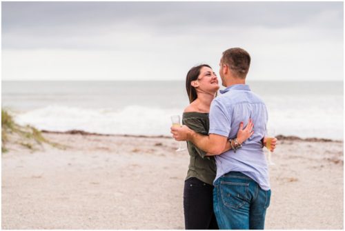 Couple on beach during Cocoa Beach Proposal