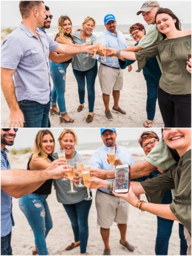 Family laughing during cocoa beach proposal