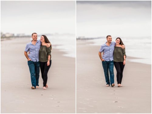 Couple together on beach during Cocoa Beach Proposal