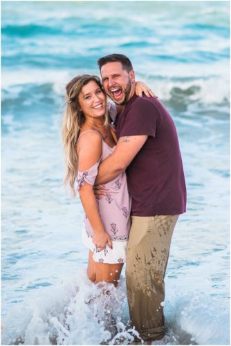 Laughing during Beach Engagement