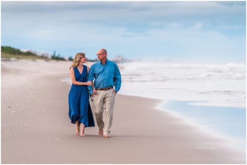 Couple walking on Melbourne beach Beach Engagement